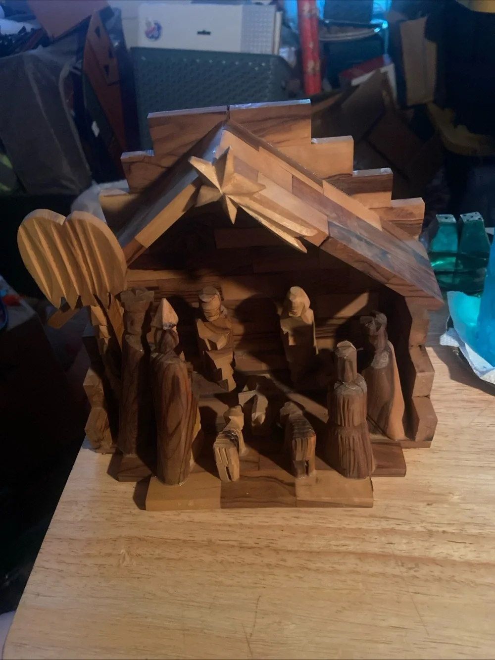 Nativity creche /vintage made in Bethlehem West Bank olive wood
